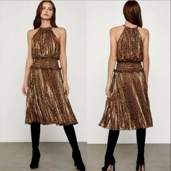 BCBGMAXAZRIA METALLIC ANIMAL PRINT MIDI DRESS - Picture 2 of 6